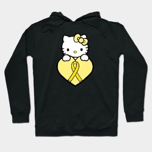 Cartoon cat awareness ribbon (yellow) Hoodie